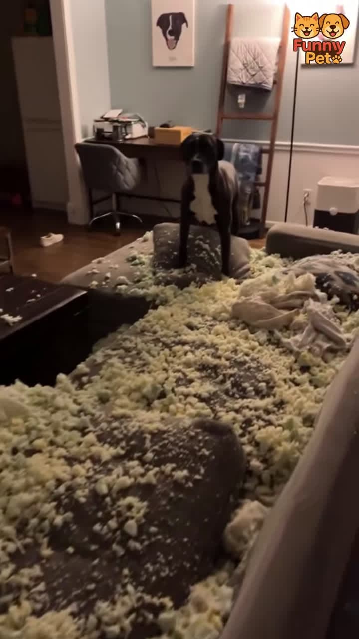 cover for When your dog turns the house into a disaster zone! 😂 #funnydog #viralpet #doglover