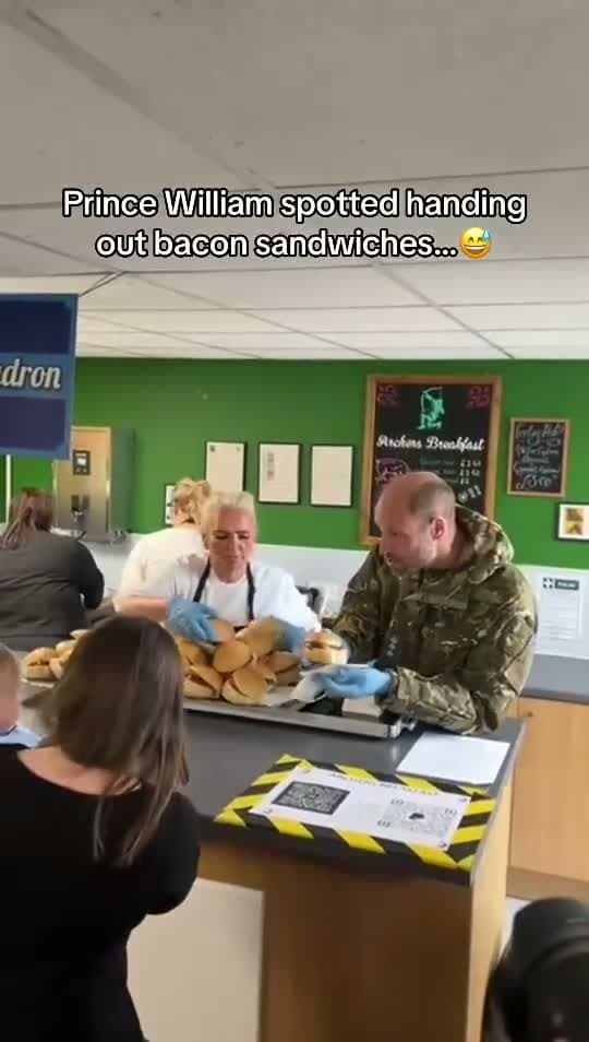 cover for Prince William was all smiles as he visited the Army Air Corps in Suffolk for the first time in his capacity as the regiment’s Colonel-in-Chief - and got involved handing out bacon sandwiches, too! #princewilliam #royal  create...