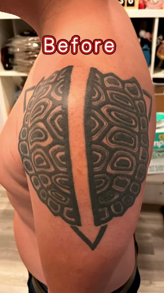 cover for Watch this tattoo transformation in progress… Until next time! 🔧 #TattooTransformation #CoverUp #TattooIdeas