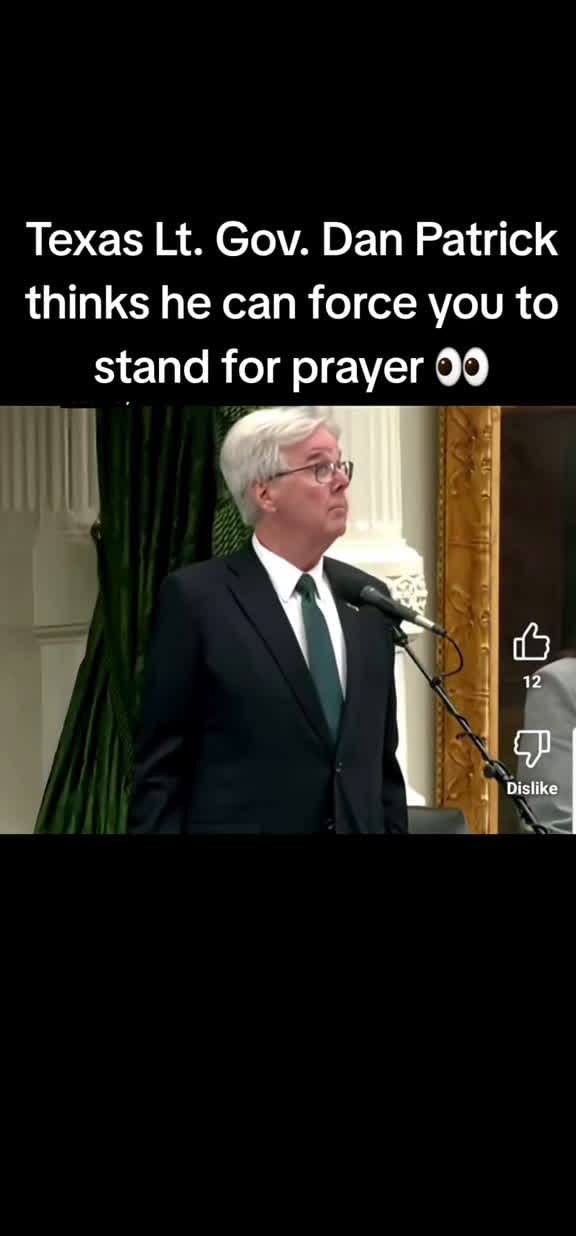 cover for Dan Patrick demands standing for a Christian prayer in the Senate gallery—threatening removal for non-compliance. This isn’t respect; it’s the rise of authoritarian theocracy. Defend religious freedom now before it’s too late. ...