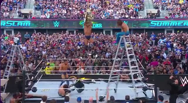cover for Superstar’s quick thinking saves him from disaster! #WWE #SummerSlam #EpicSave 🤯