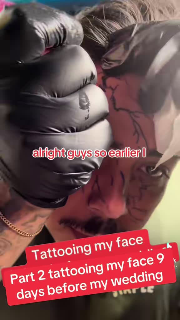 cover for Tattooed my face 9 days before the wedding… my wife’s reaction was priceless! 😱 #facetattoo #wifereaction #weddingdrama
