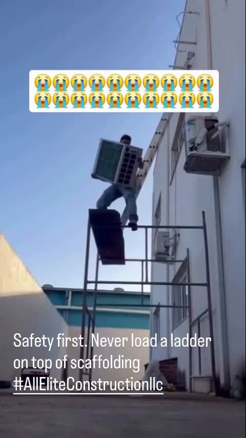 cover for Watch what happens when you load a ladder on scaffolding 😳 #SafetyFirst #ConstructionFails #LadderSafety