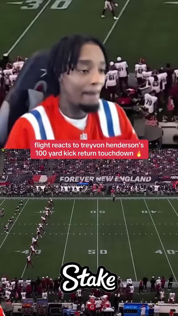 cover for Flight’s epic reaction to Treyvon Henderson’s 100-yard kick return touchdown! 🔥 #NFL #Patriots #Viral