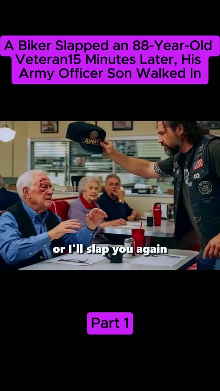 cover for Biker slaps 88-year-old veteran—then his Army officer son arrives! 💥 #VeteranRespect #MilitaryStories #PowerfulMoments