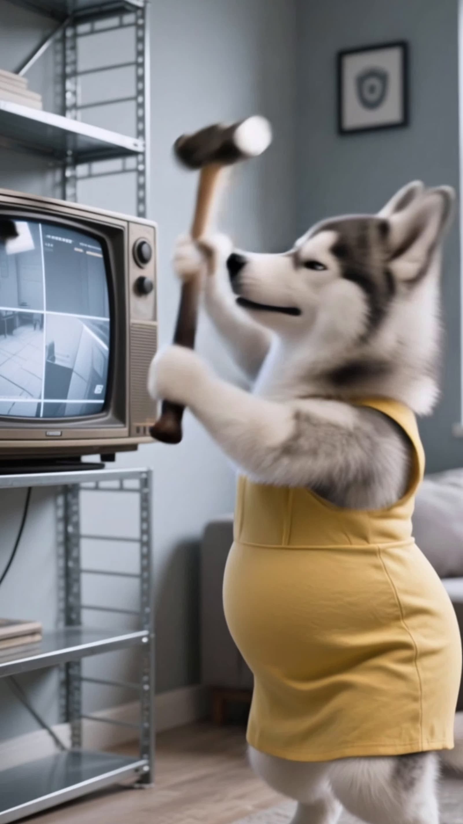 cover for AI-generated: Husky builds a robot 🦾🐶 #dog #husky #drama #funny #ai