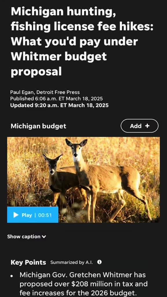 cover for Michigan Governor pushes hunting fee hikes — what it means for outdoor enthusiasts 💸🦌 #Michigan #Hunting #Policy #OutdoorNews