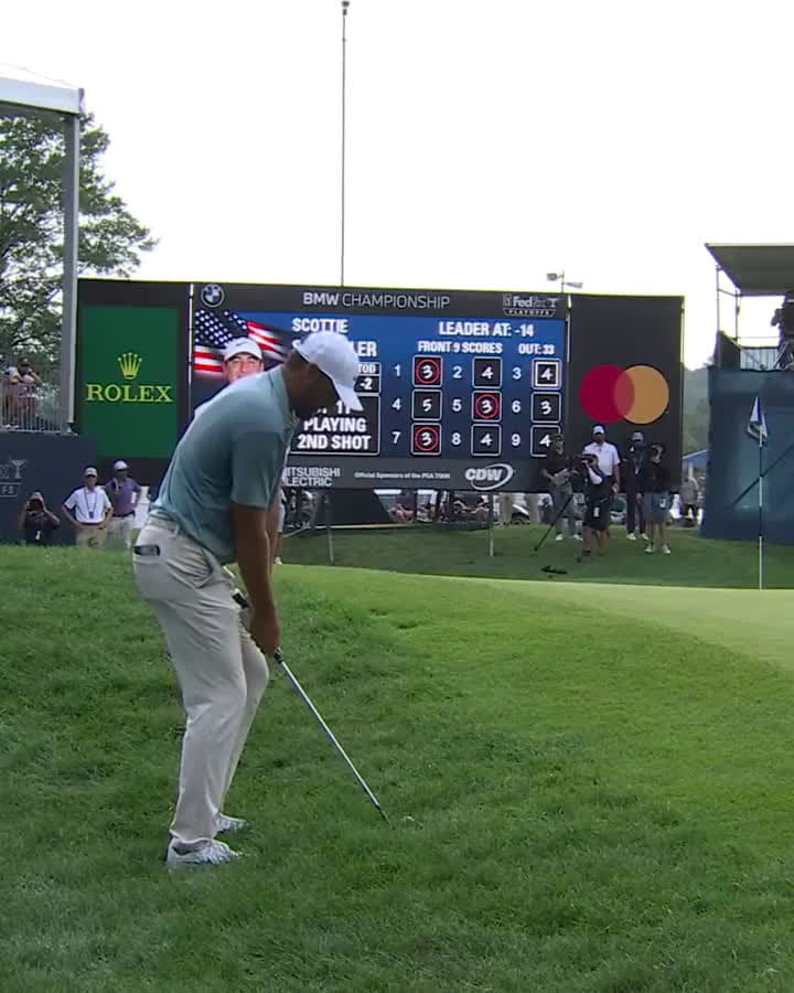cover for Scottie Scheffler nails an incredible chip-in for birdie! 🔥⛳️ #Golf #ChipIn #Birdie #ScottieScheffler