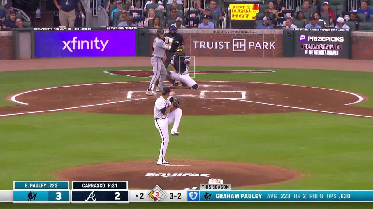 cover for Graham Pauley launches a 2-run homer as the Marlins explode for 5 runs this inning! ⚾🔥 #HomeRun #Marlins #BaseballHighlights