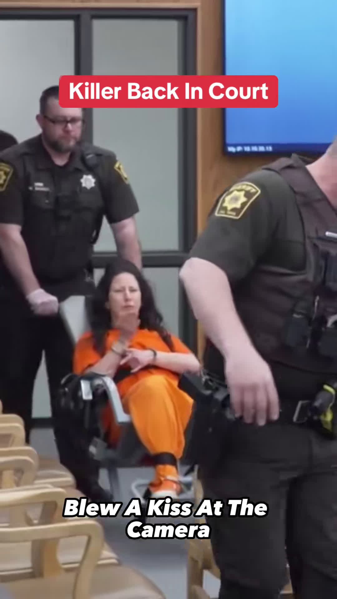 cover for #TrueCrimeStories This is the moment convicted killer Taylor Schabusiness blew a kiss a...