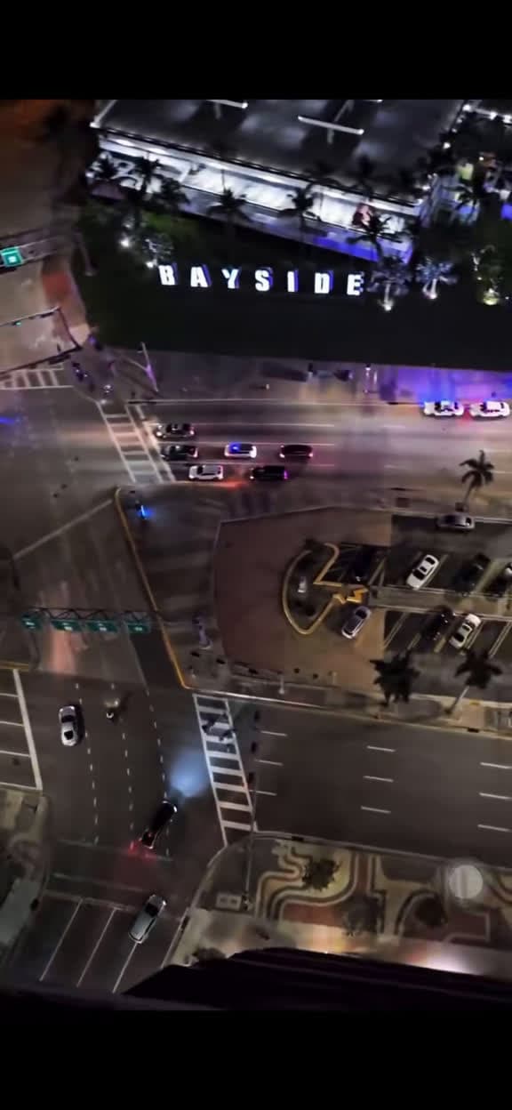 cover for New Year's chaos at Bayside Miami: 60+ police cars, a couple of helicopters, and four teens arrested after a fight and fireworks. 🚨🎆 #Miami #Bayside #News #Police #Fireworks
