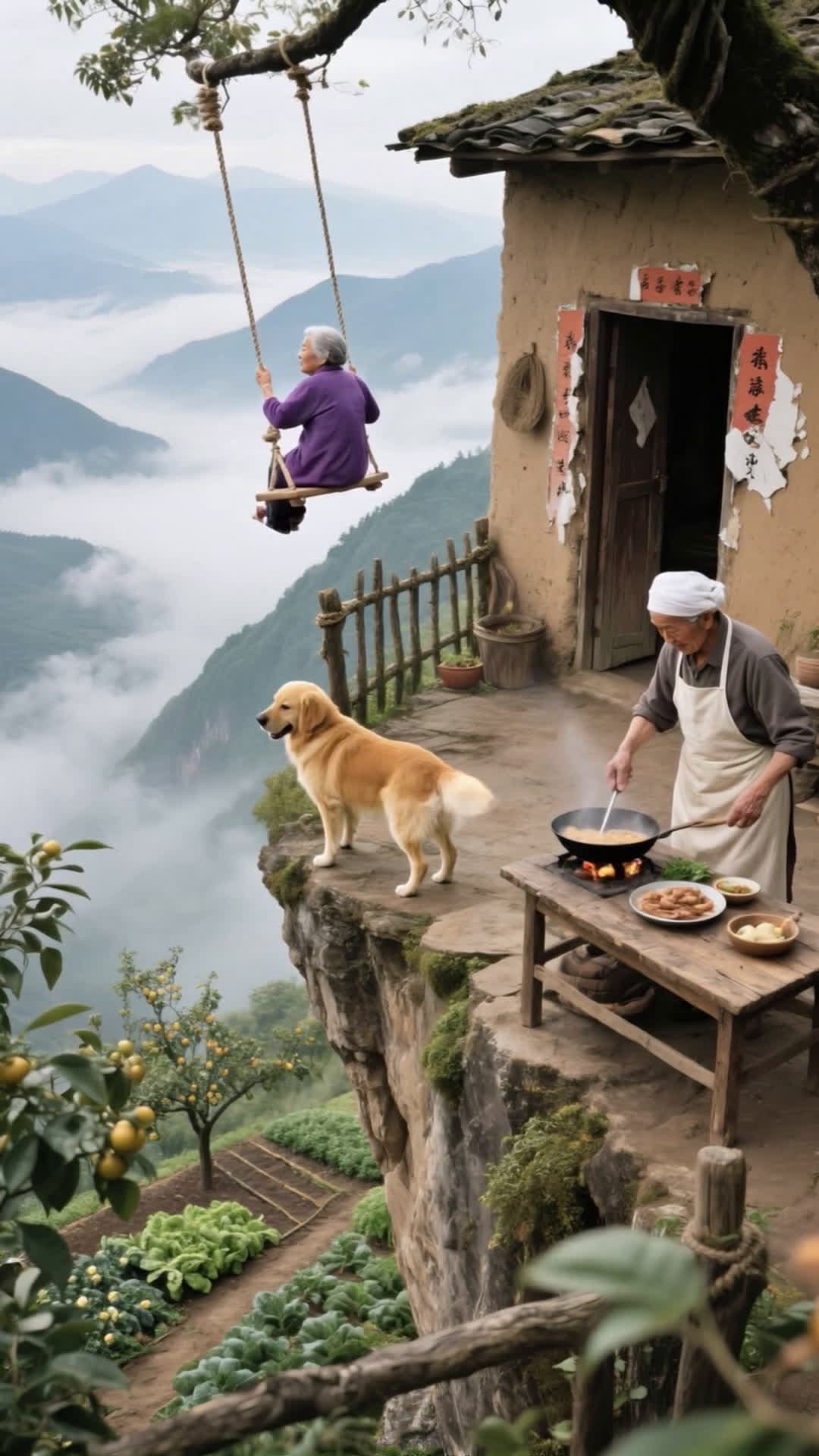 cover for AI Hometown Heroes: Grandpa cooks, Grandma swings - secret martial artists! #MyRuralLife #CountryRetreat #SunnyCourtyard #LaterYears #HometownNostalgia #AIVideo #MartialArtsSkills
