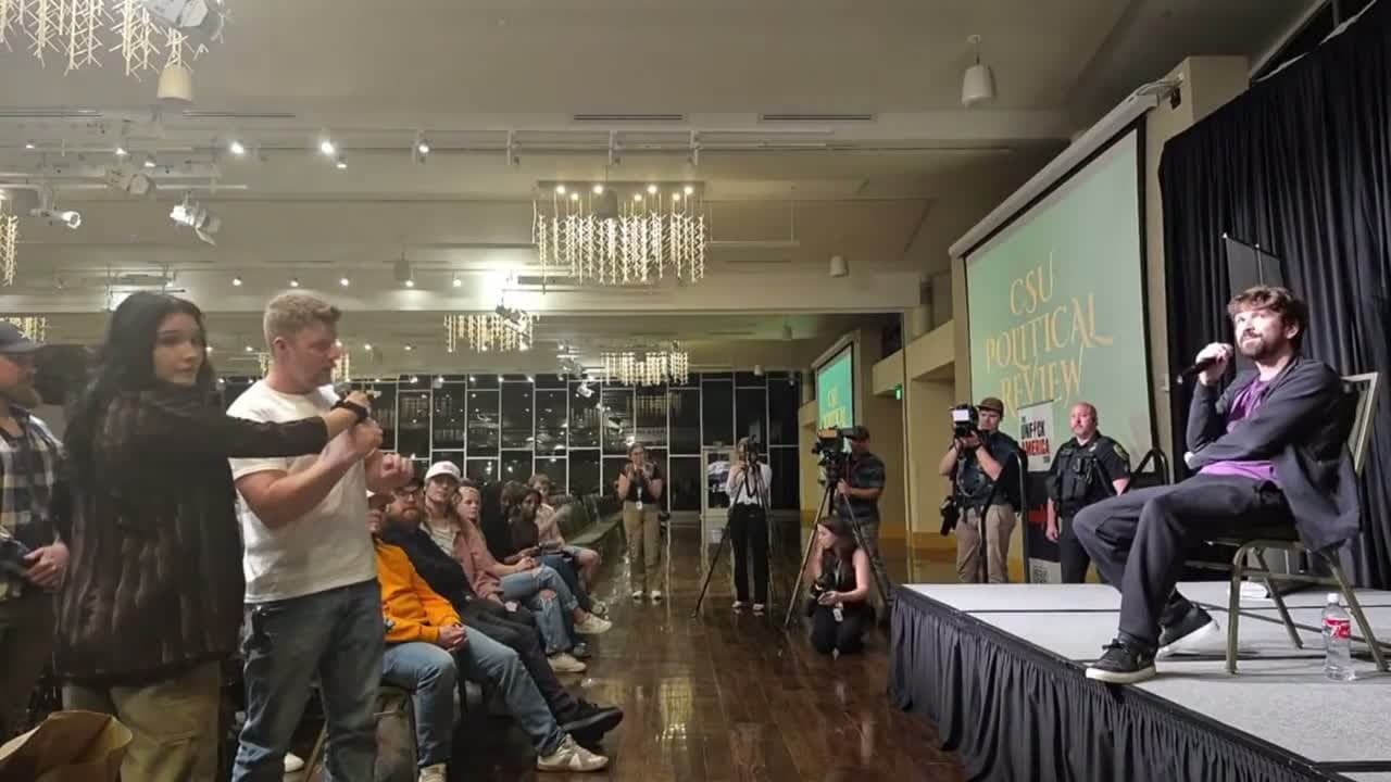 cover for MAGA supporter calls out a trans person in the crowd with a shocking slur and denies their right to own a firearm 😳 #MAGA #TransRights #Controversy