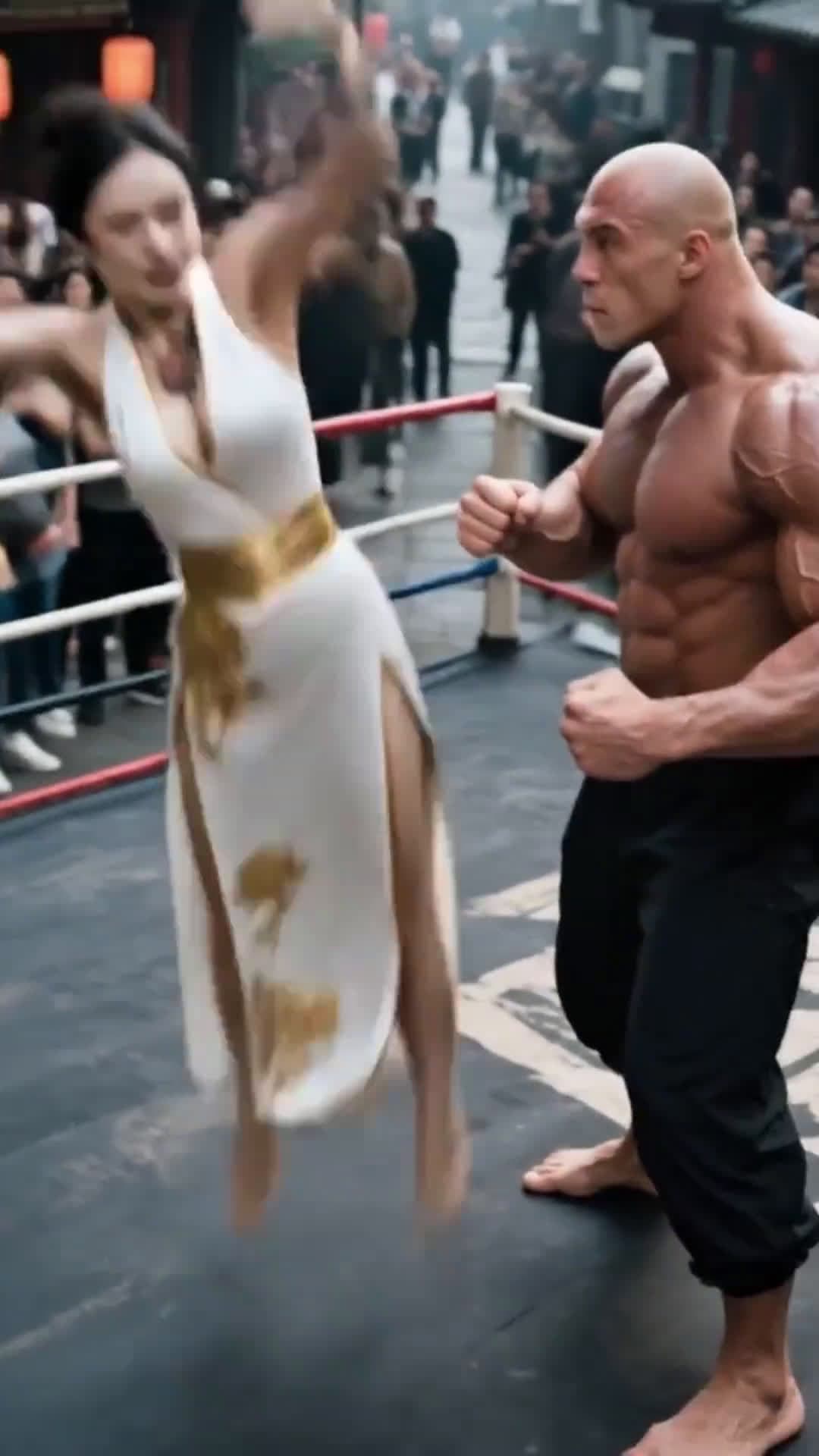 cover for AI Fight: Kung Fu Beauty vs American Champ #KungFuAction#MartialArtsFight#AIvideo#CombatSports
