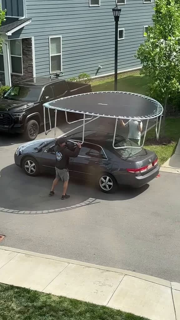 cover for It actually works caughtoncamera moving trampoline funny dad mom DIY LifeHack 97354 #trend