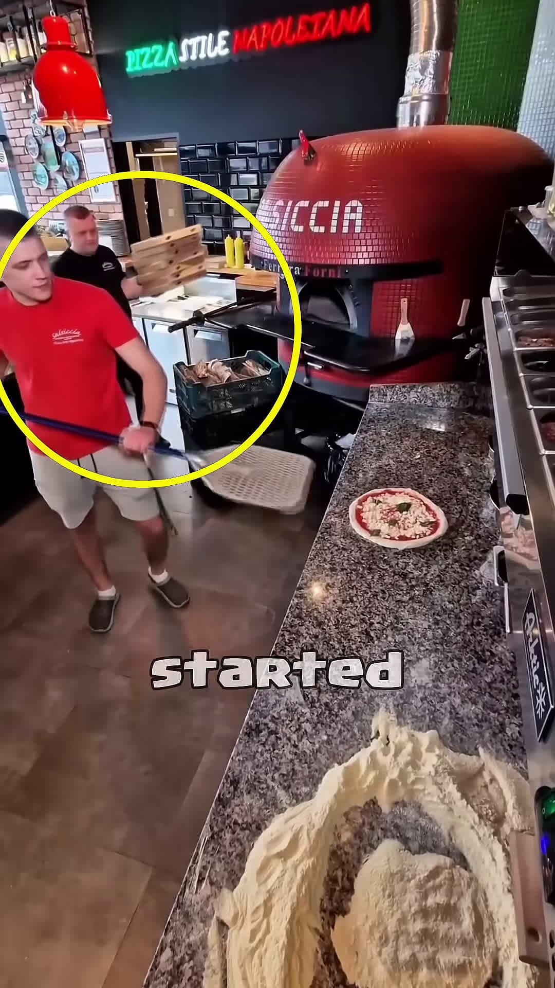 cover for this boy cant lift pizza and his boss show him how to do it shorts