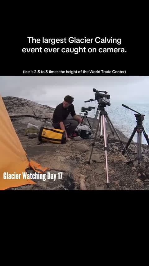 cover for Watch a colossal glacier chunk flip over, exposing hidden centuries-old dark ice! 🧊 #GlacierCalving #NatureWonders #EarthInAction