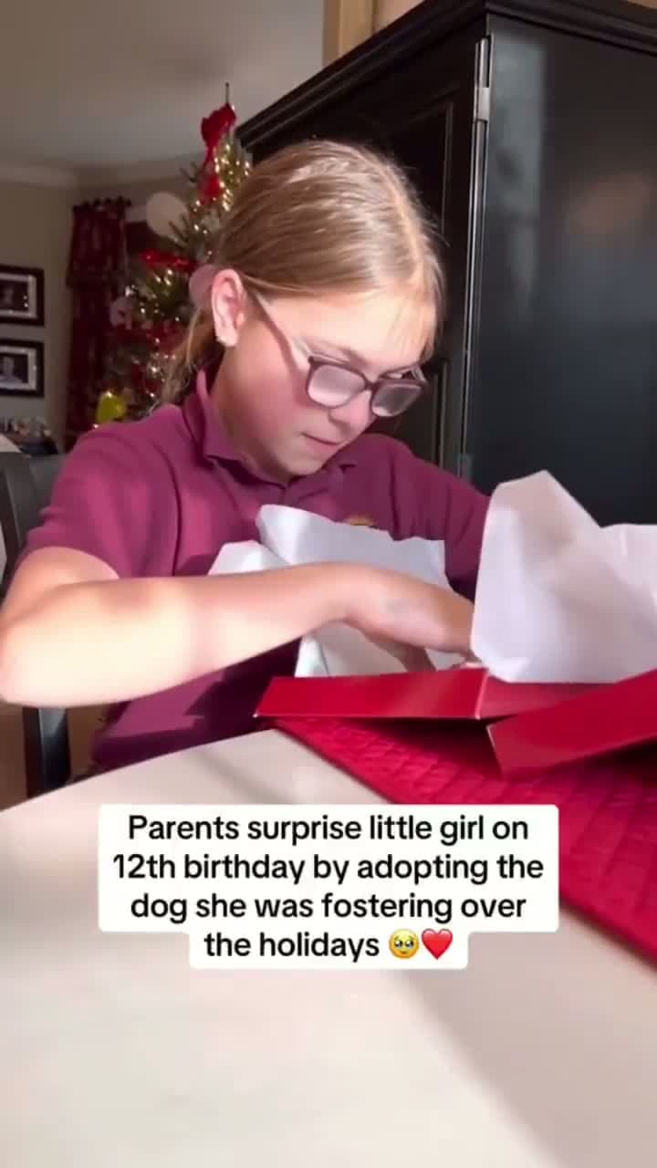 cover for 12th birthday surprise: Parents adopt the rescue dog she fostered! 🐶🎉 #AdoptDontShop #BirthdaySurprise #RescueDog