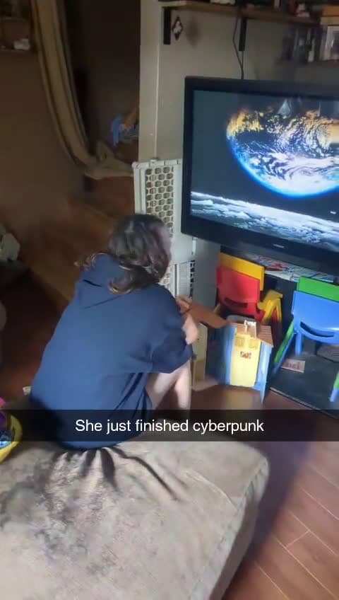 cover for My sister just beat Cyberpunk 2077—you won't believe the ending! 😲🎮 #Cyberpunk2077 #Gaming #Endgame #Sisters