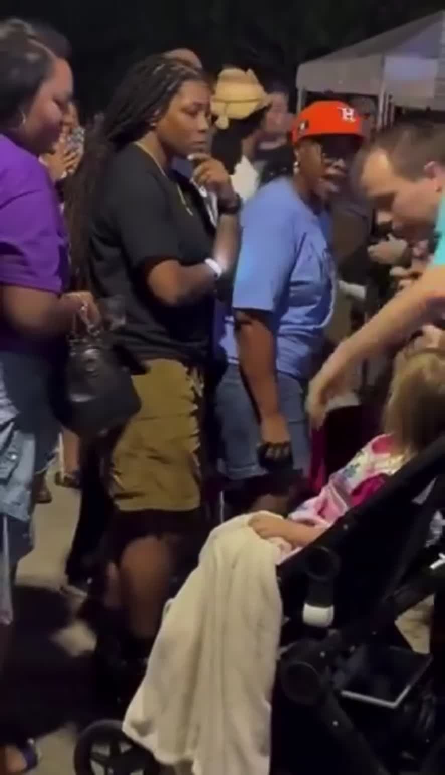 cover for Liberal woman starts screaming wildly prompting a Kamala Harris supporter to intervene and pull her away.So much Joy!The incident happened outside of Harris’ Houston rally.