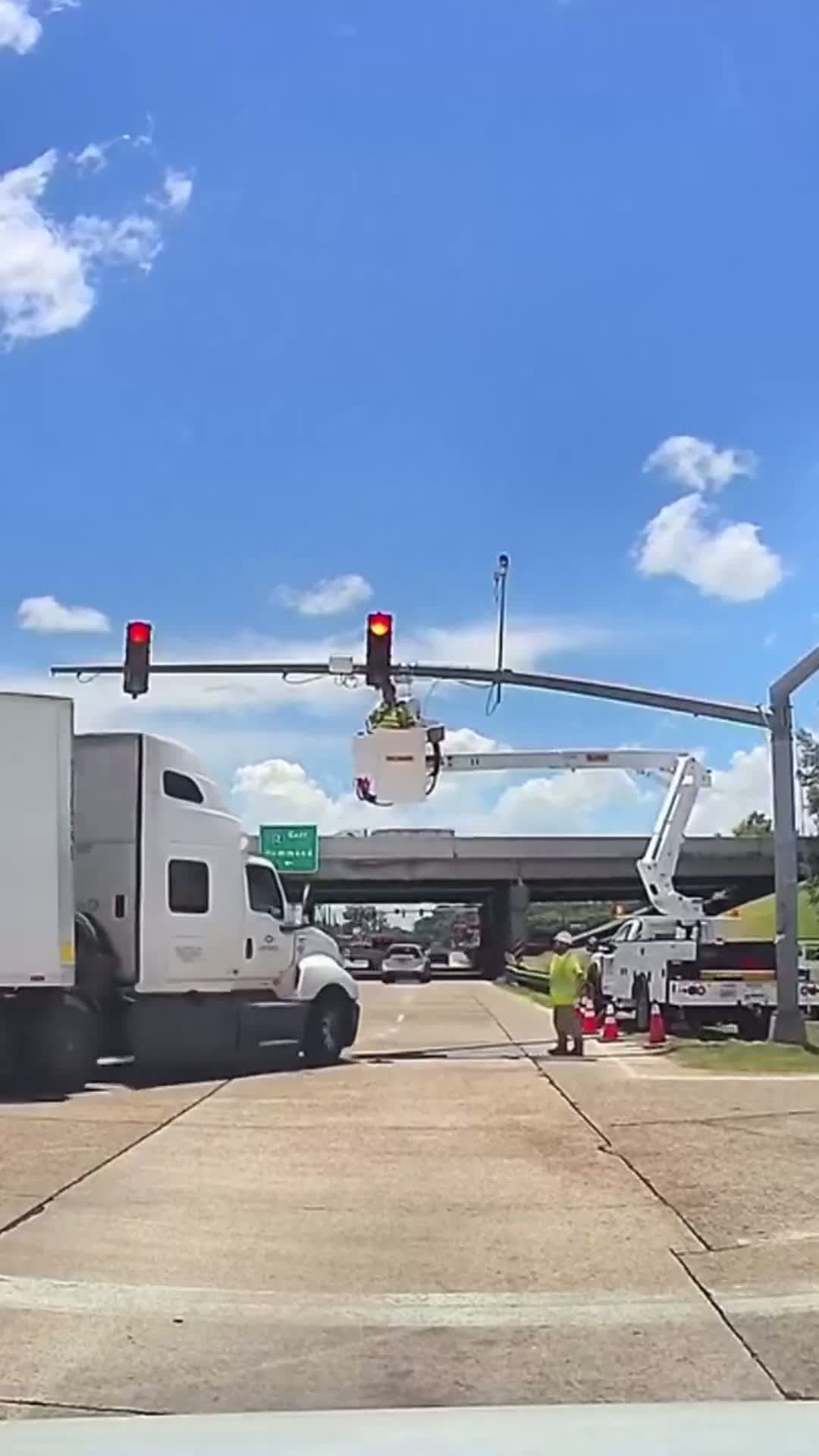 cover for Caught on camera: Semi hits man working in a bucket truck in Louisiana