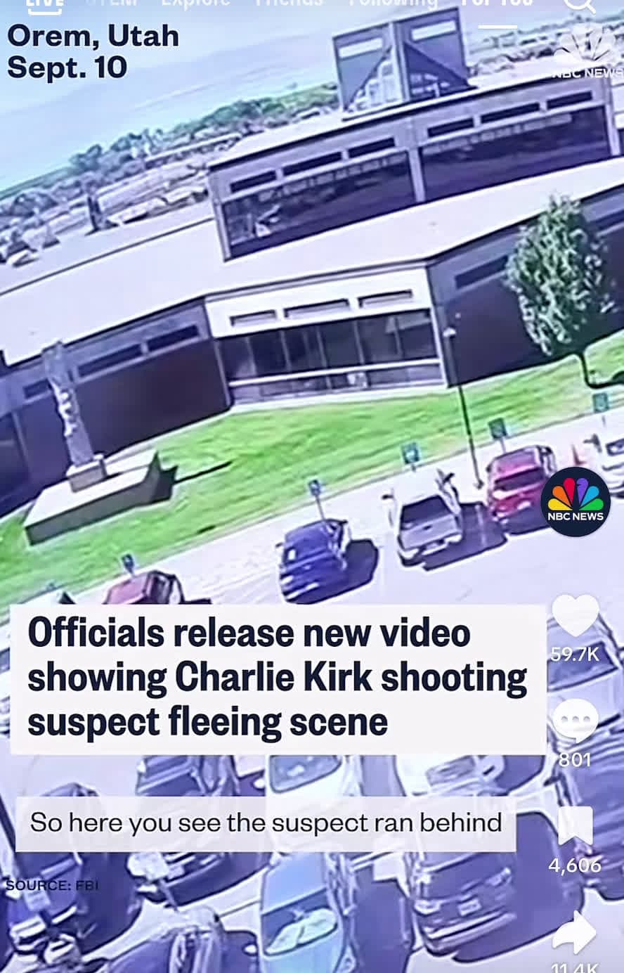 cover for Charlie Kirk’s killer escapes after shooting him. This was a senseless murder. If you condone this act in any way your a huge pos. I said wtf I said now ridemyrichard #ripcharliekirk #gunvoilence #viral #charliekirk #maga #usa #murder #liberals