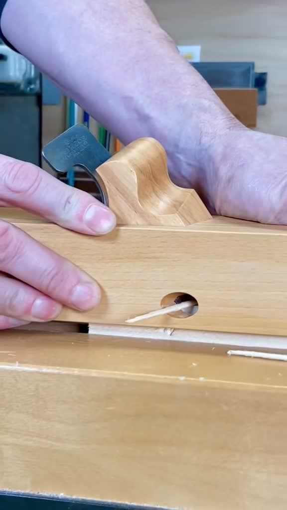 cover for When I hit a tough woodworking step, I turn to my magic spill plane for a relaxing 'thinking cap' moment 🪄 #woodworking #handtools #furnituremaker