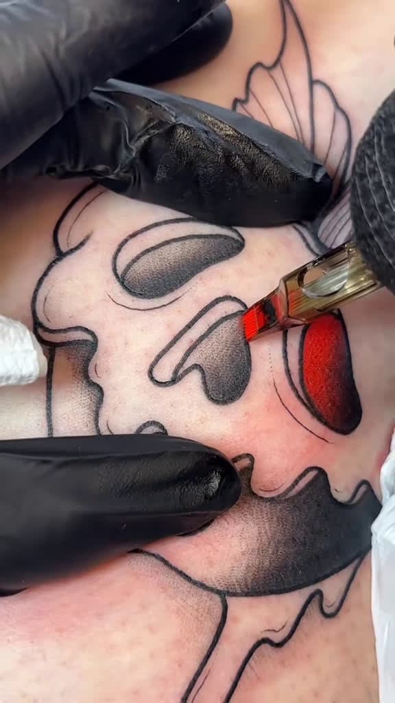 cover for Watch this stunning traditional skull tattoo come to life with expert color packing! 💀🎨 #TattooProcess #ColorTattoo #TattooArtist