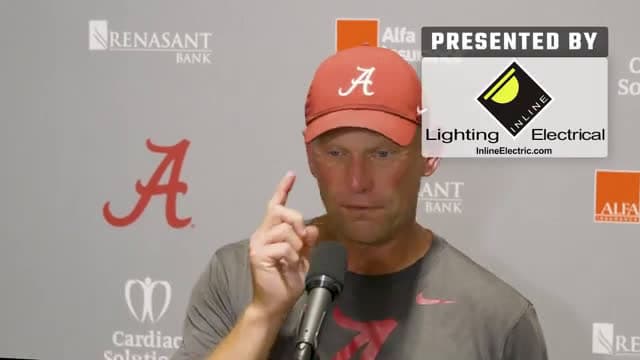 cover for Kalen DeBoer's final Alabama camp update before Florida State opener, Injury update to RB Jam Miller