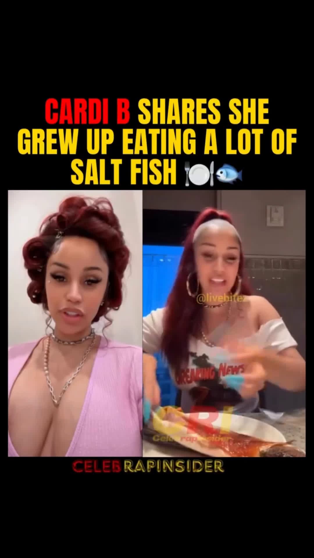 cover for Cardi B says she was raised on salt fish while doing a mukbang 😂🐟 #fyp #foryoupage #crazy #world #foryourpage #explore #fight #funny #fightcam #viral #hood #explorepage #ko