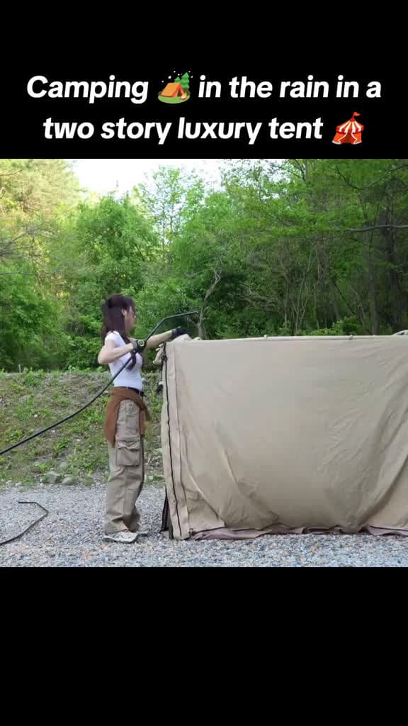 cover for Camping in the rain in a two story luxury tent trending foryou camping survival 40734 #us