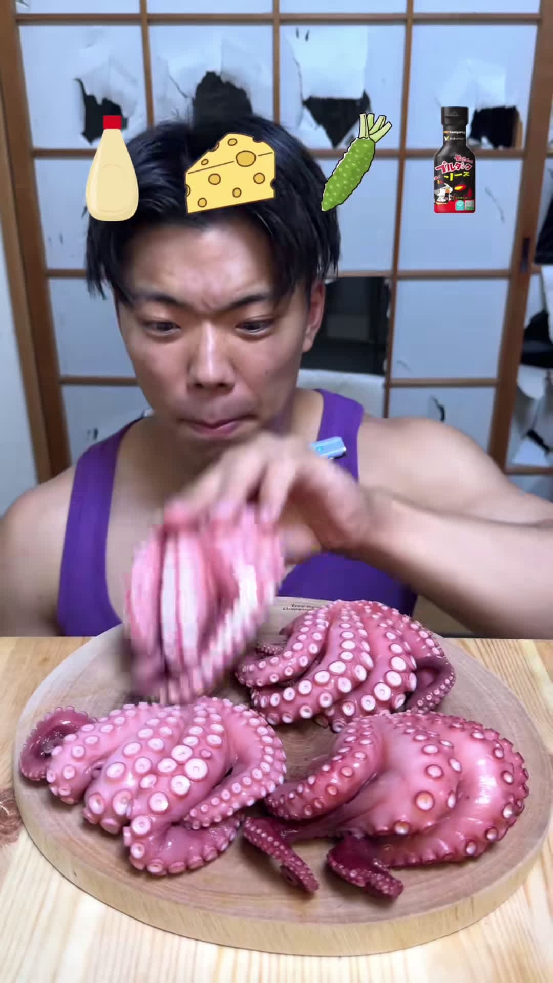 cover for 美味しいタコはどれですか？🐙🦍 #asmr #mukbang #purplegorilla