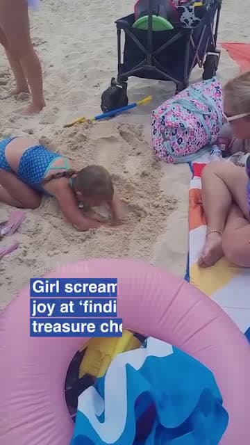 cover for Girl screams with joy at finding treasure chest 🤯😭#fyp#oddlysatisfying#caughtoncamera