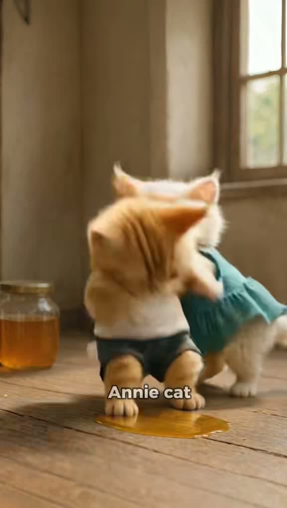 cover for Watch the mischievous cat accidentally knock over the precious honey jar! 🍯😿 #cat #animation #viral #fyp