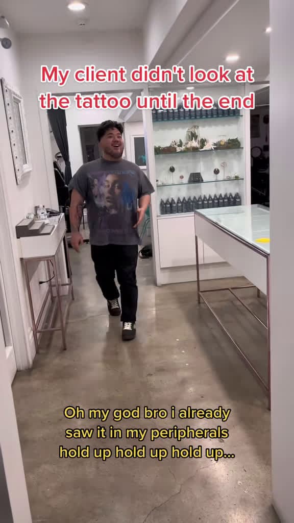 cover for He waited until the very end to see his tattoo—his reaction is everything 😲 #TattooReveal #Emotional #Viral