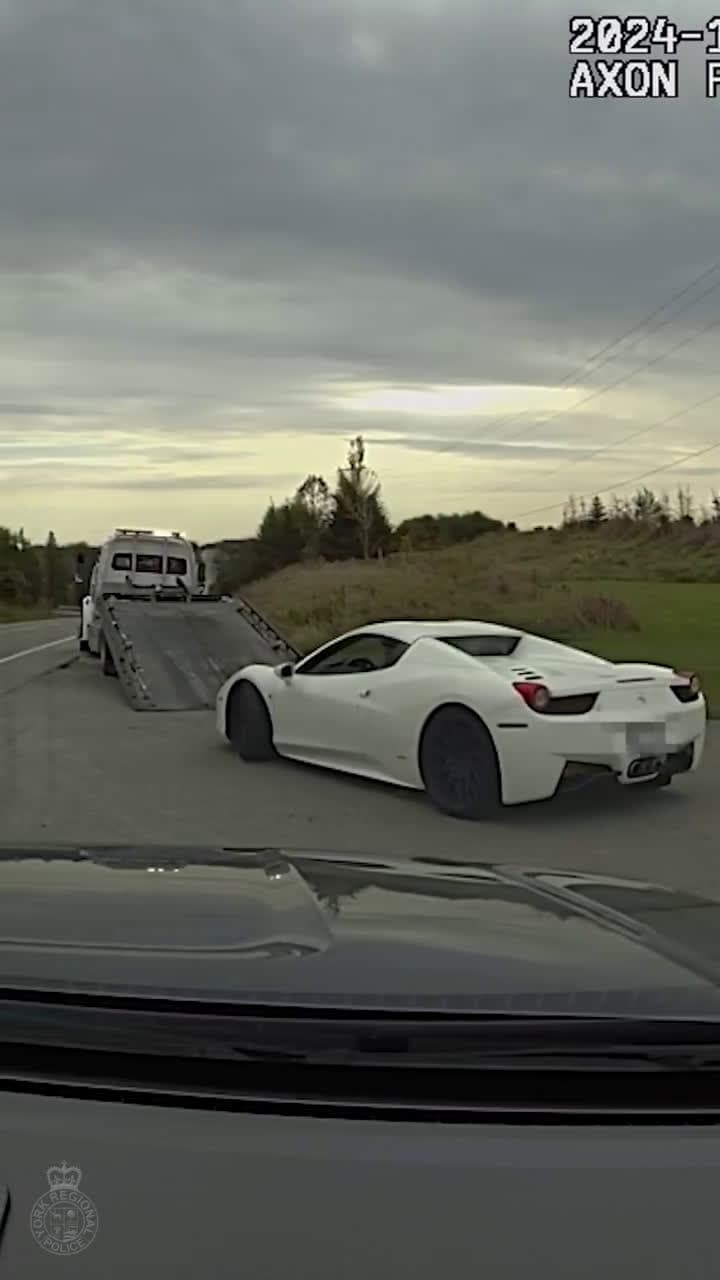 cover for Ferrari driver’s wild stunt ends with a call to mom 🚗💥 #Ferrari #Police #CarStunt #Fail
