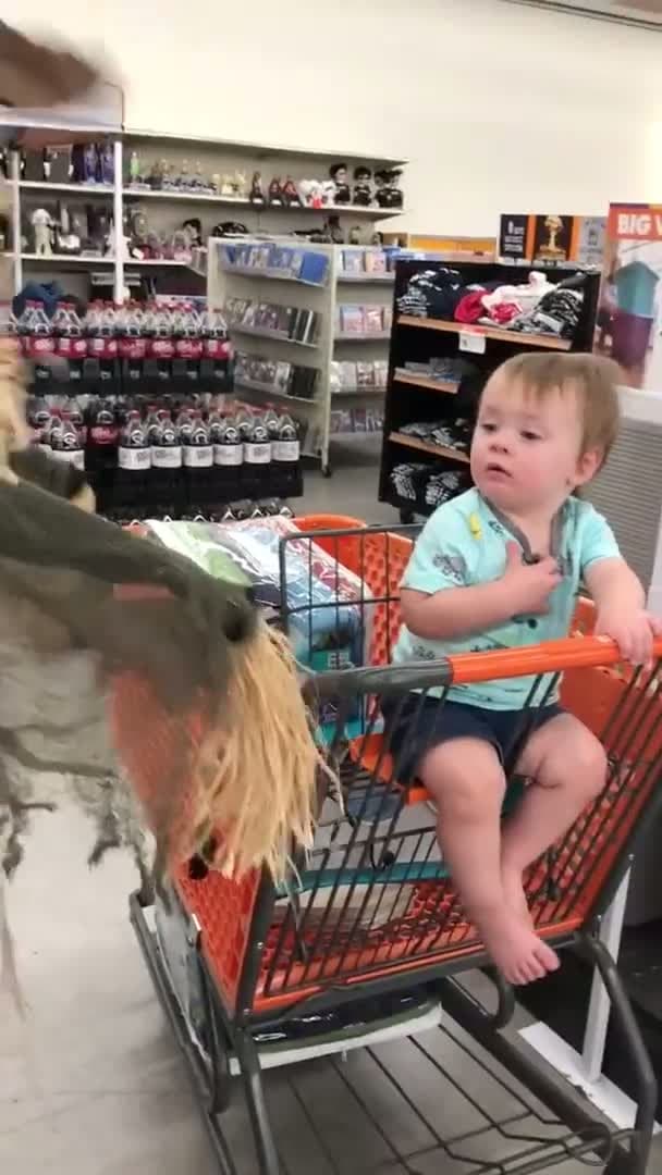 cover for Baby gets scared by Halloween decor
