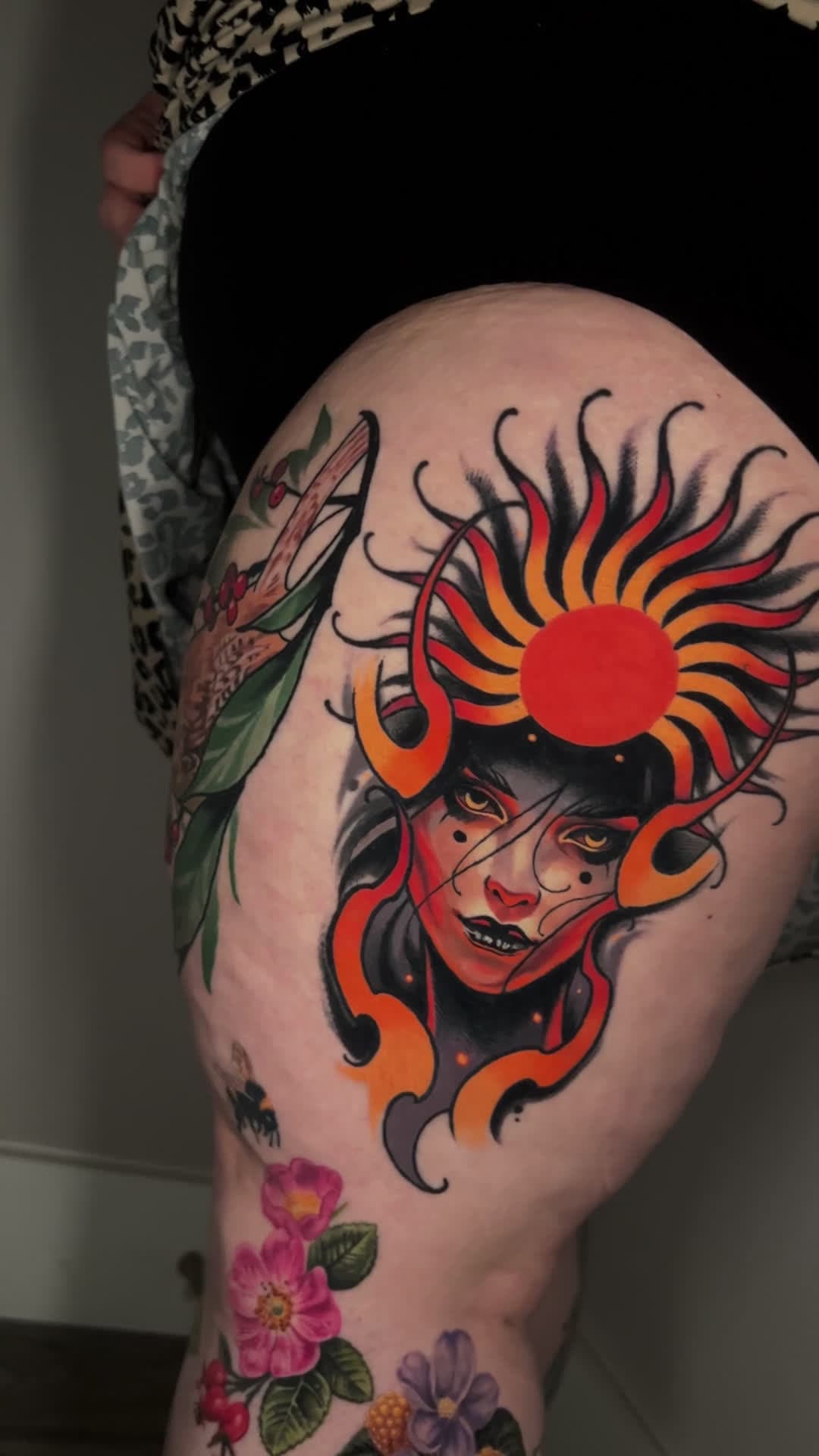 cover for Watch this epic Sun Demon tattoo healed by @andreytattooing in Rhode Island! 🔥🖤 #TattooArt #SunDemon #HealingInk #RhodeIsland #InkMaster