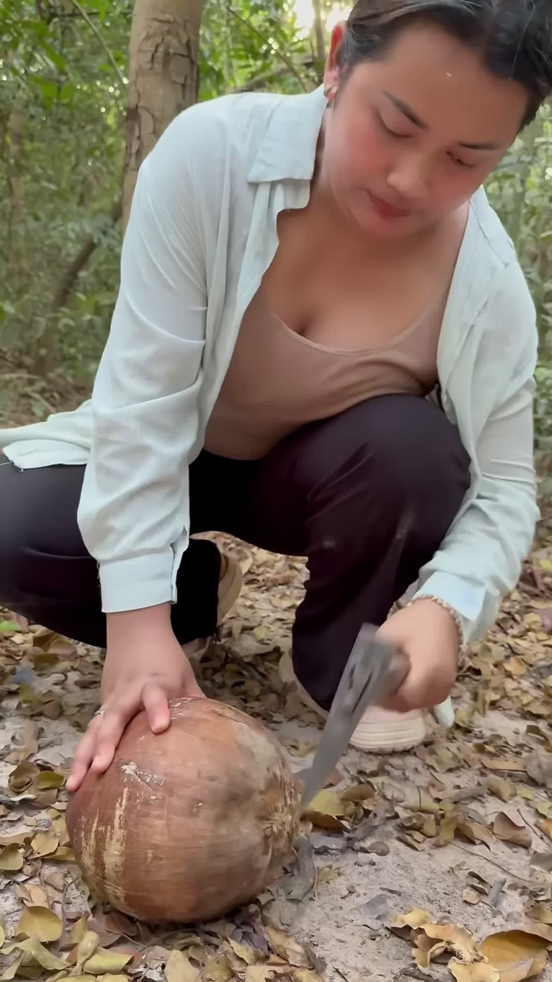 cover for Roasted coconut bushcraft outdoors camping lifehacks coconut forest