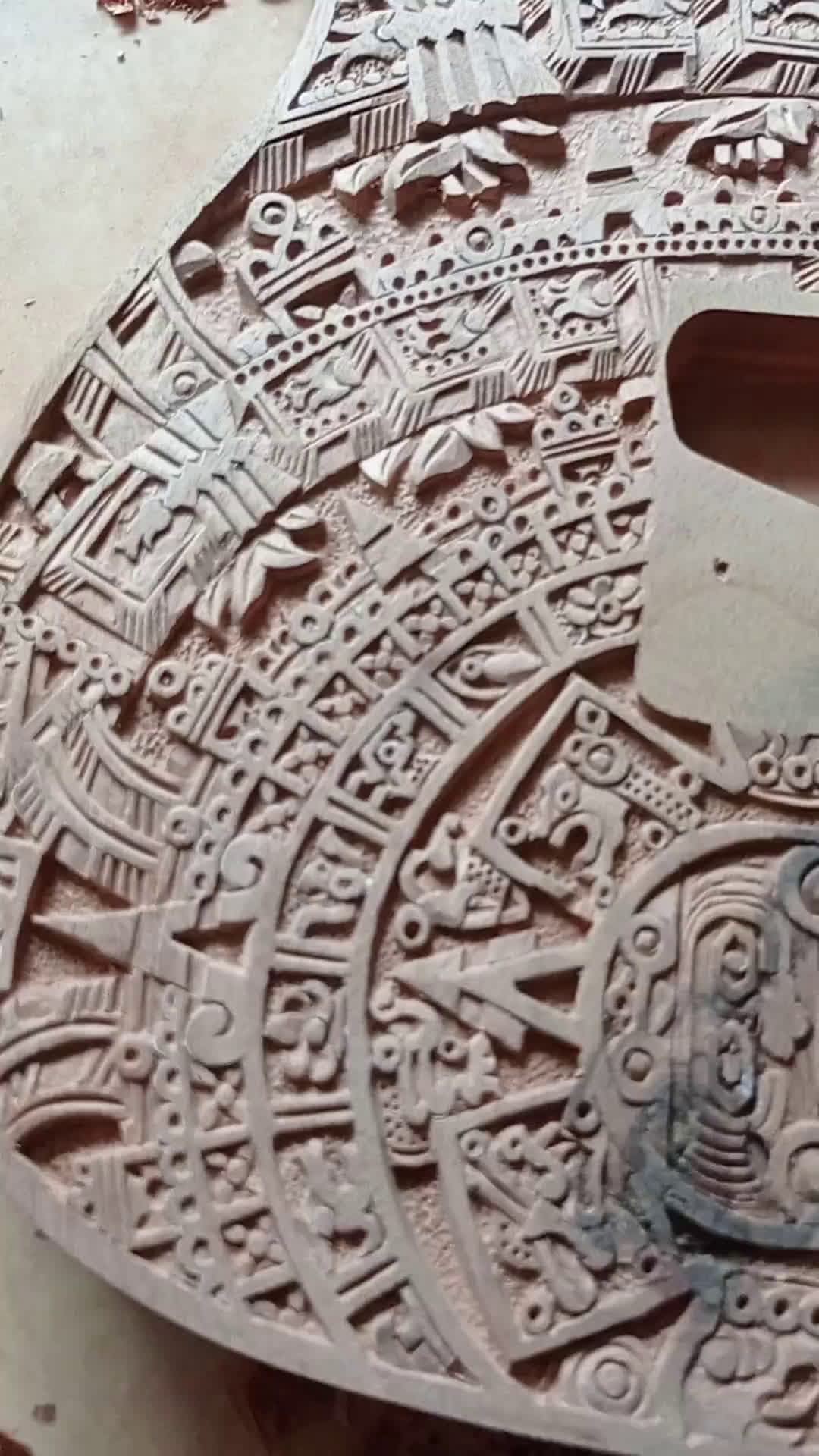 cover for Close-up reveal: stunning hand-carved Aztec-inspired detail 🪵✨ #Aztec #HandCarved #Artisan #Woodworking #DetailShot