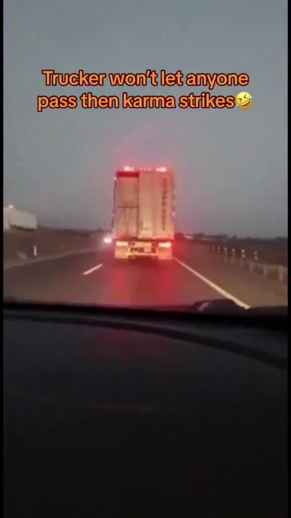 cover for Trucker won't let anyone pass, gets instant karma