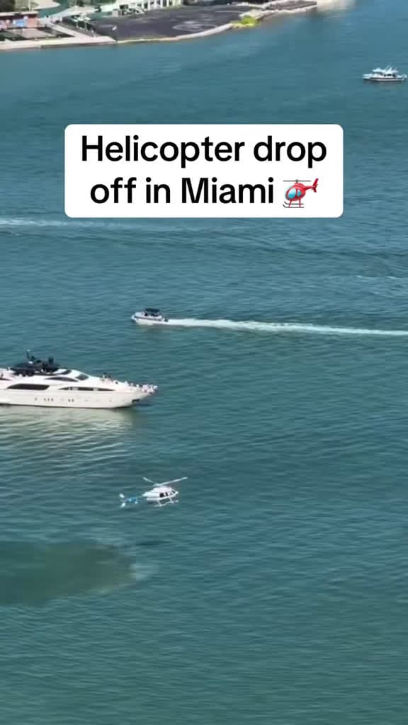 cover for Helicopter dropoff to a Miami yacht is next level 😂 #MiamiVibes #YachtLife #HelicopterDrop