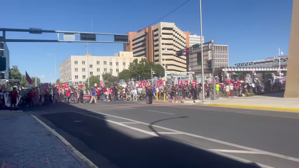 cover for Thousands rally in Albuquerque demanding #WorkersOverBillionaires 🛠️🔥 #Protest #ABQJournal
