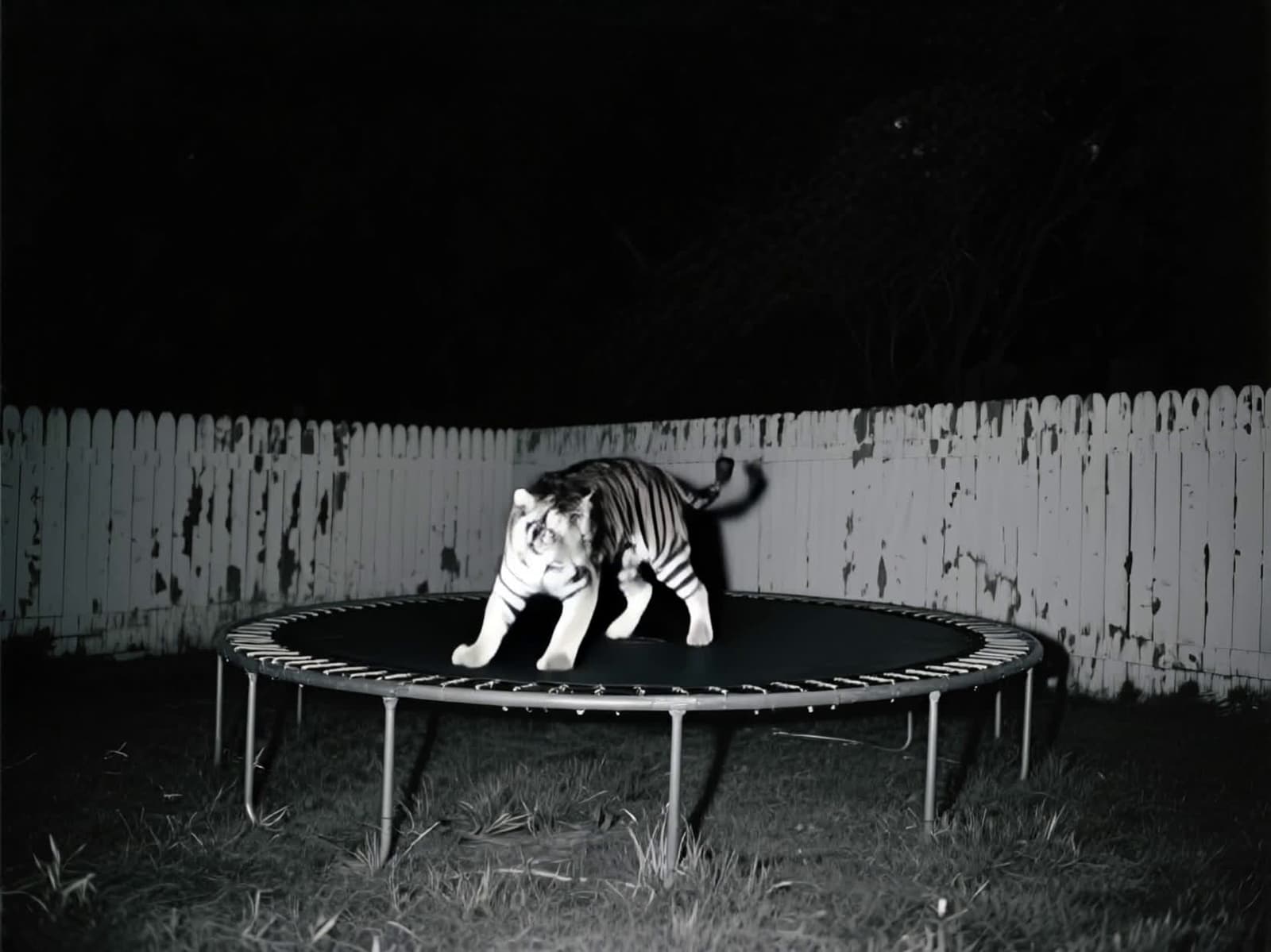 cover for AI-generated. A surprise late-night backyard intruder 😂 #funnyvideo #animals #interesting #tiger #ai