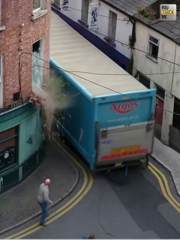 cover for When the truck tries to squeeze through a tight spot... Oops! 🚛 #truckfail #crash #trucklife