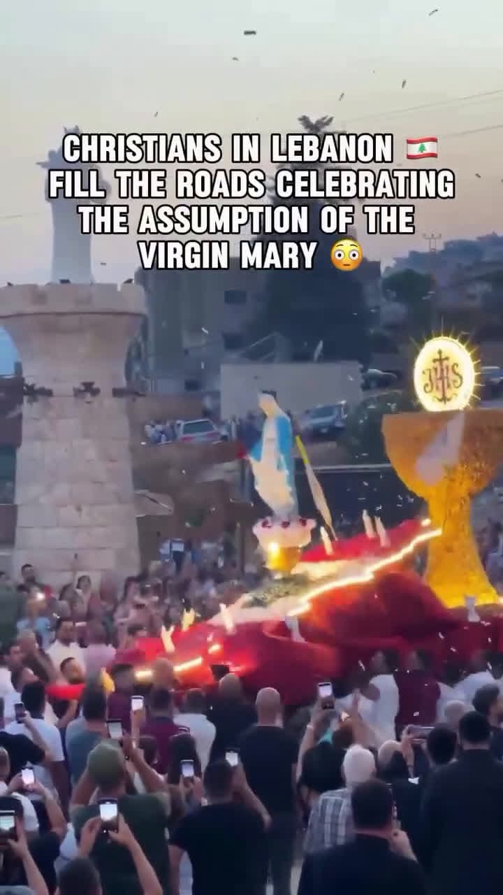 cover for Lebanon's streets come alive as Christians celebrate the Assumption of Mary 🙏🎉 #Lebanon #AssumptionOfMary #CatholicFaith #FaithInAction