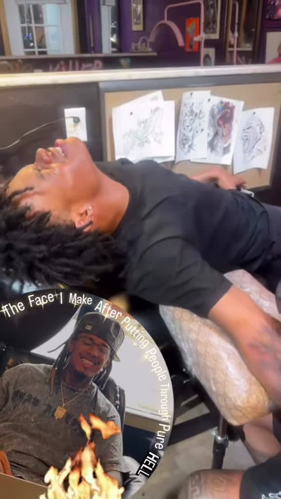 cover for Turned 18 for his first tattoo—no numbing cream, all the way through. He didn’t quit; you can see the reaction! 😂🔥 #tattoo #firsttattoo #pain #reaction