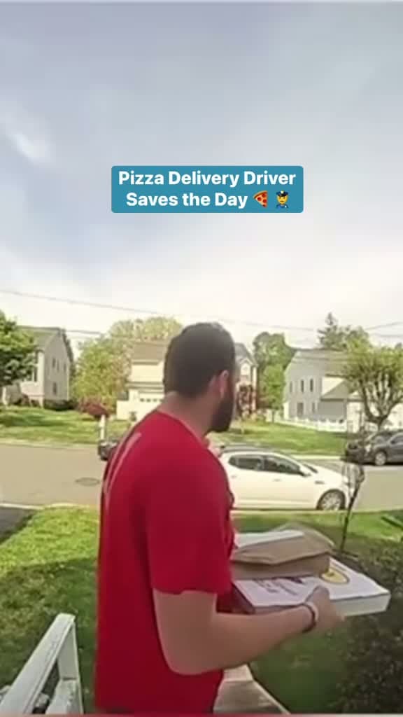 cover for Pizza delivery driver teams up with cops for an epic arrest! 😳🚨 #deliverydriver #caughtoncamera #ringdoorbell