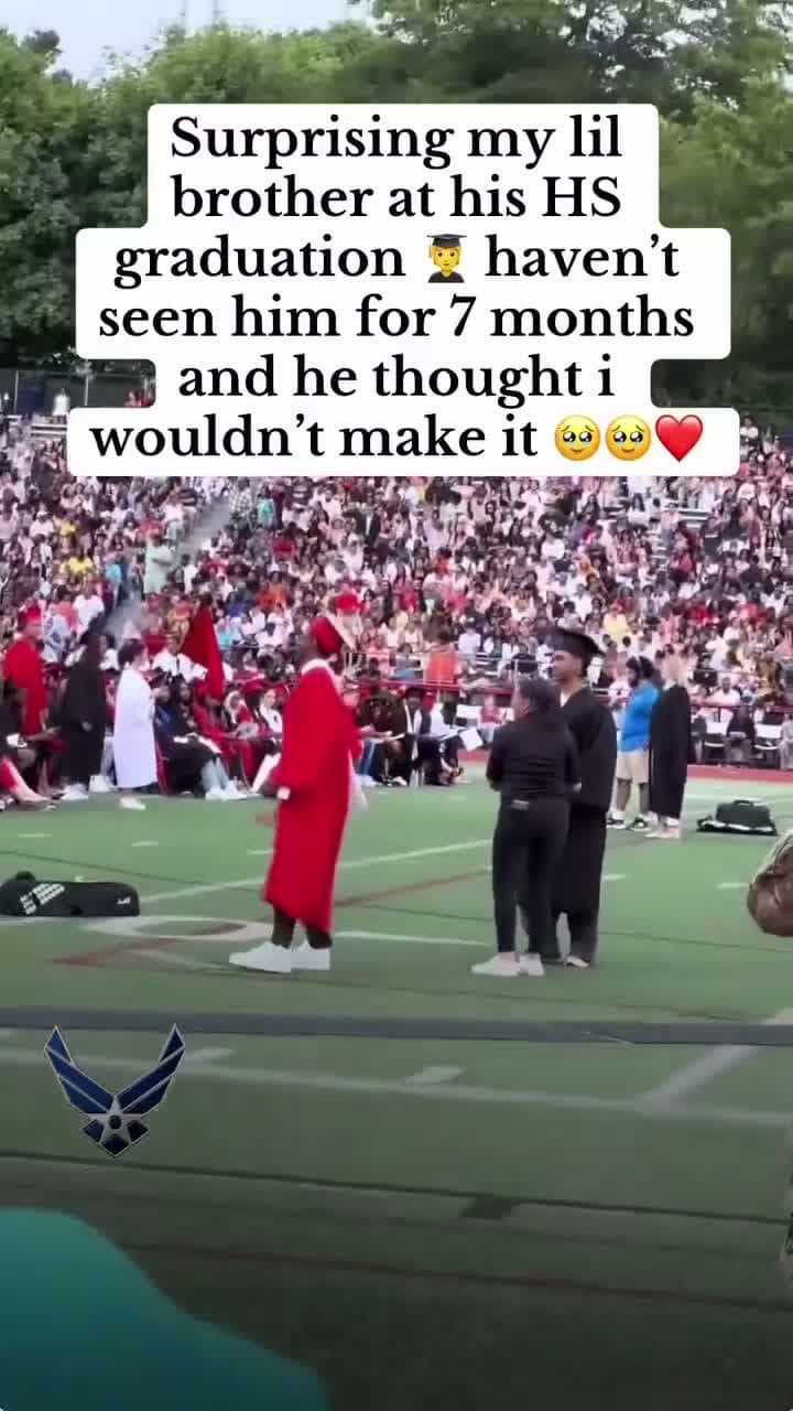 cover for How sweet?!This proud big sister came homeafter seven years to surprise her younger brother at his high school graduation and the run and hug says it all! #ThePawfectMoment#CaughtOnCamera