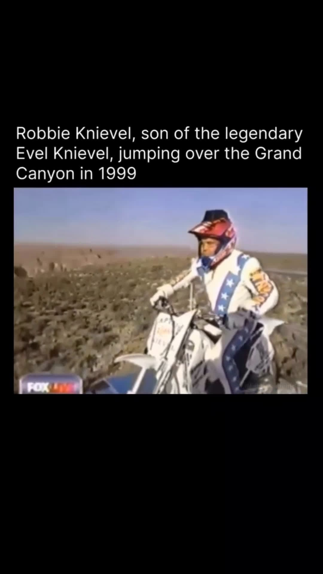 cover for In 1999, Robbie Knievel took on a challenge that few would dare to attempt—a motorcycle jump over a portion of the Grand Canyon. Following in the footsteps of his legendary father, Evel Knievel, he pushed .#FirstVideoChallenge